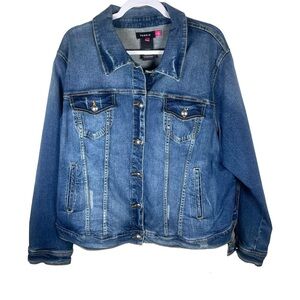 Torrid Jean Jacket Size 3X Blue Denim Stretchy Button Up Long Sleeve